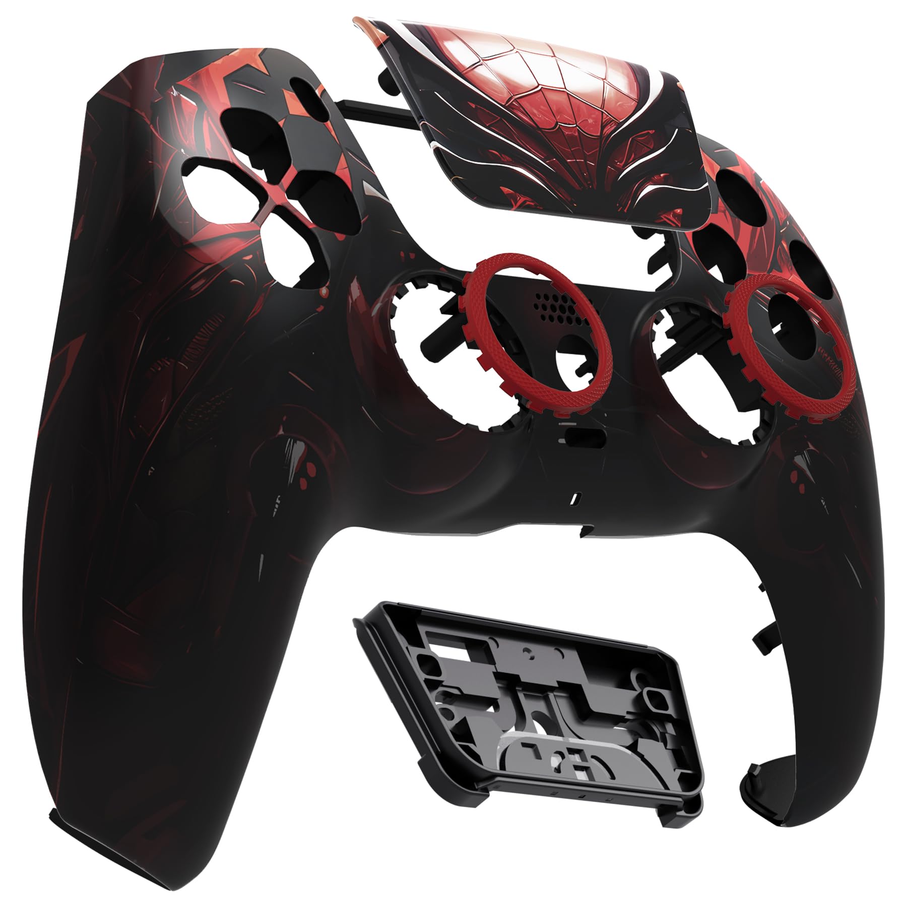 eXtremeRate Luna Redesigned Front Shell Touchpad Compatible with ps5 Controller BDM-010 020 030 040 050, Spider Armor Replacement Faceplate Case Custom Touch Pad Cover Compatible with ps5 Controller - 4