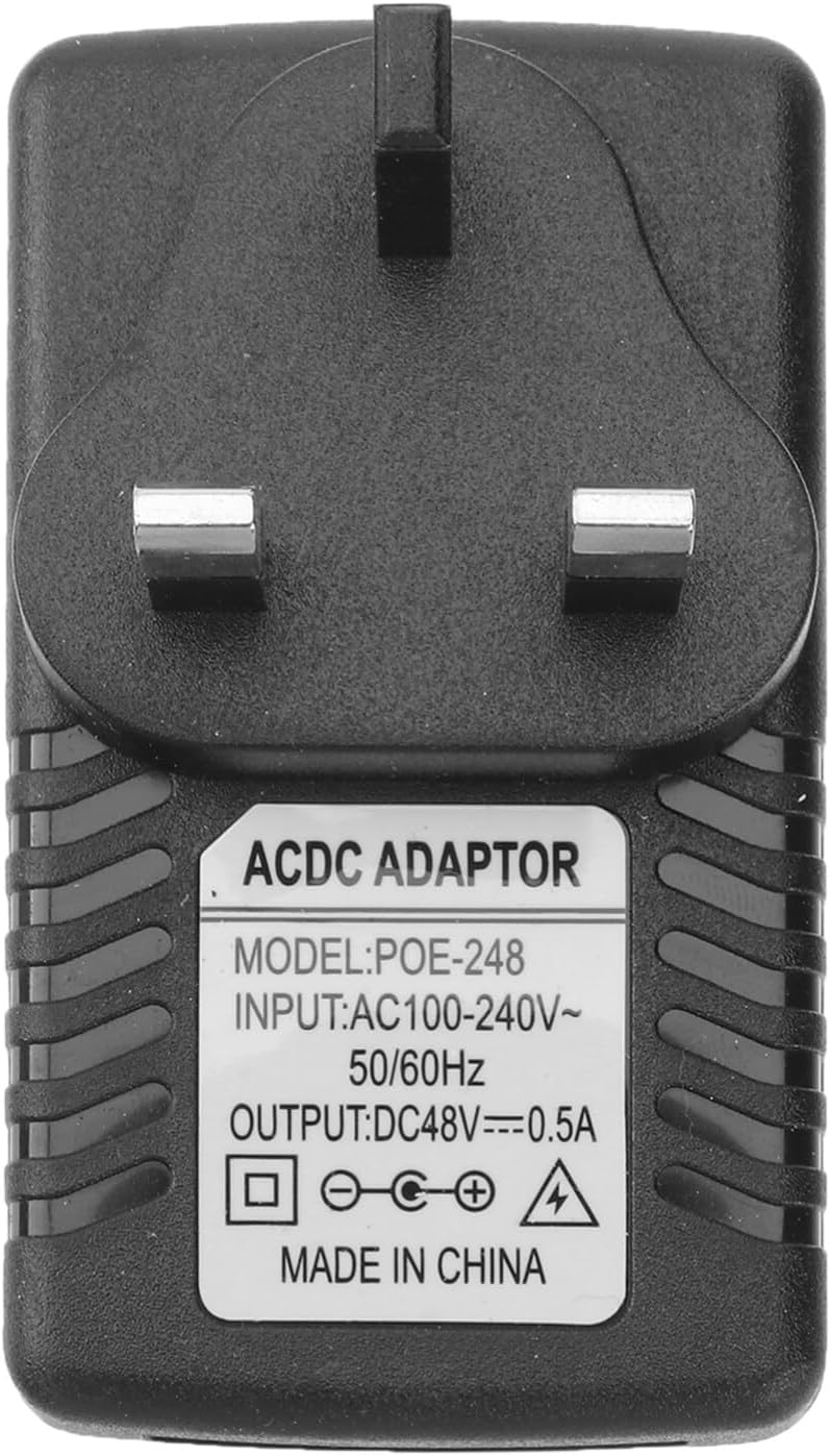 SHINEOFI DC Power Supply Adapter POE Injector DC 48V 0.5A Injector Power Supply Over Ethernet Adapter with UK Plug for 48V Device