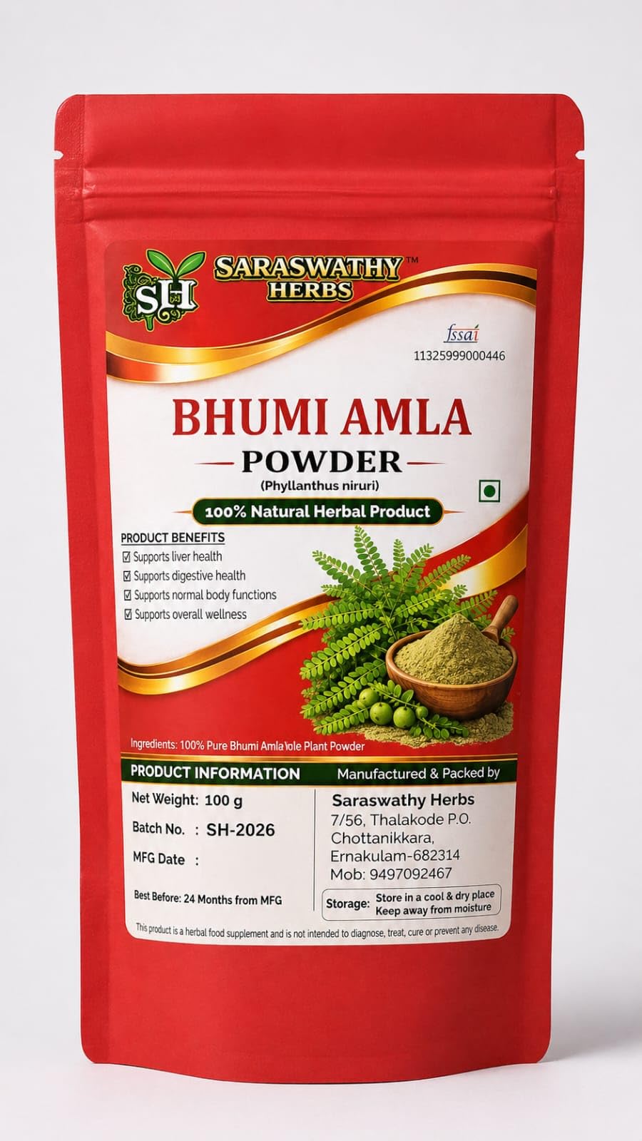 Bhumi Amla Powder, Phyllanthus niruri, 100% Natural, 100 g
