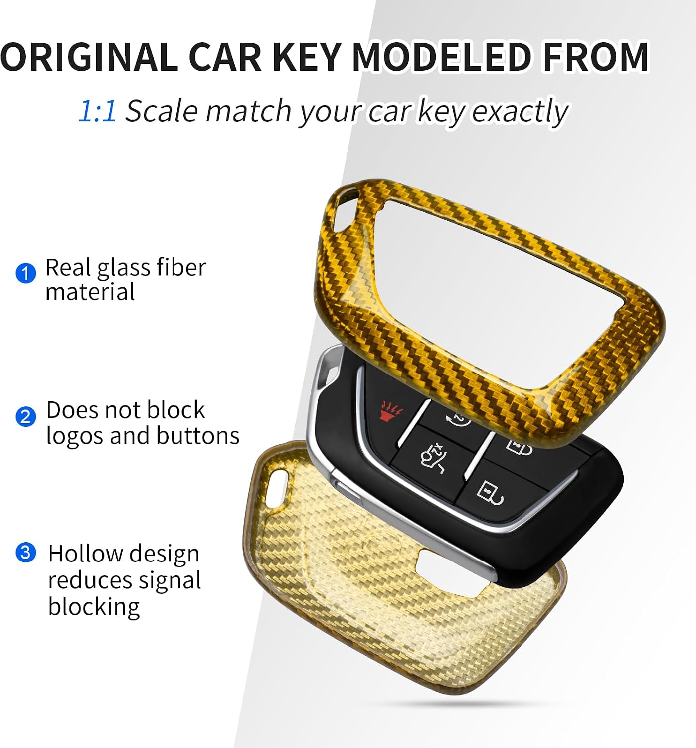 T-carbon Key Fob Cover Fits for Cadillac Escalade CT4 CT5 image 2