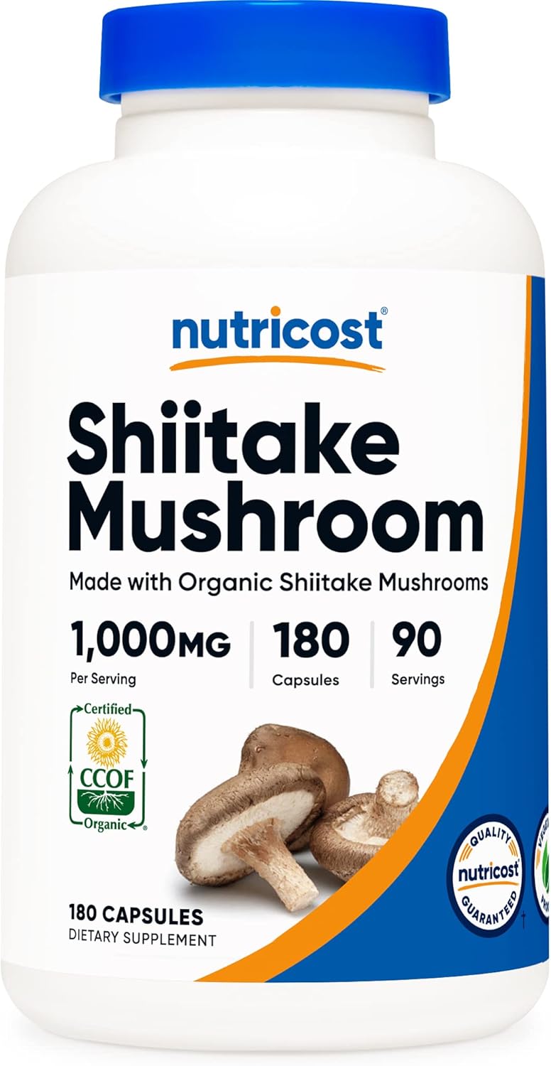 Nutricost Organic Shiitake Mushroom Capsules 1000mg, 90