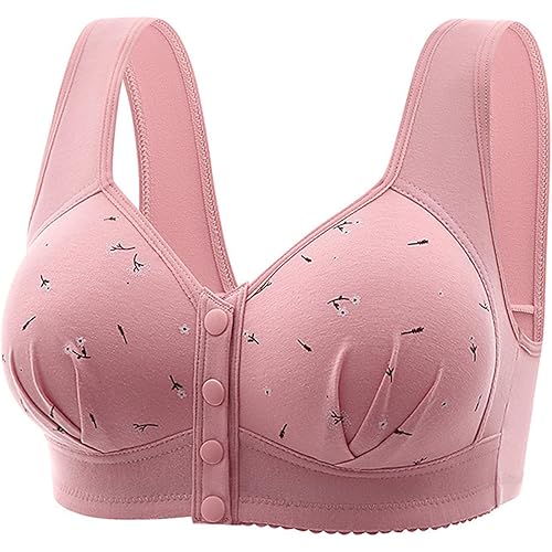 Plus Size Sports Bras for Women,Front Button Closure Bras for Women Convenient Wireless Seamless Comfort Adjustable Bra