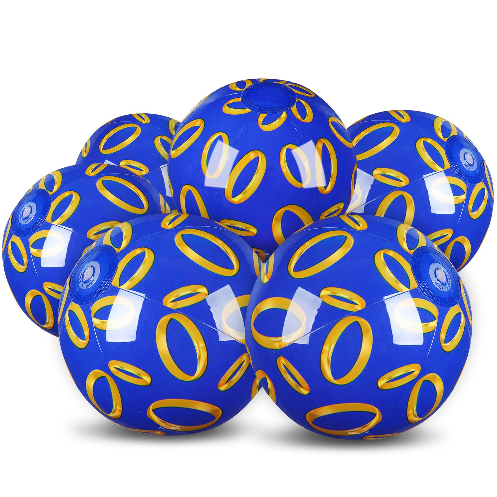 Leyndo 12 Pack Golden Rings Themed Beach Ball for Kids 7.87" Bulk for Summer Pool and Beach Game Gifts and Birthday Party Supplies and End of The Year