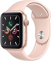 Renewed Apple Watch Series 5 GPS 40mm Gold Aluminum Pink Sand Band - Always-On Display, Heart Sensors, Swimproof