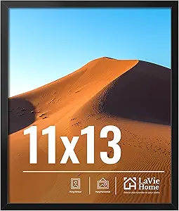 LaVie Home 11x13 Picture Frame for Wall Display, 11x13 Black Picture Frame with HD Plexiglas, 11 x 13 Frame 1 Pack, Display Frame for Vertical or Horizontal, Classic Collection