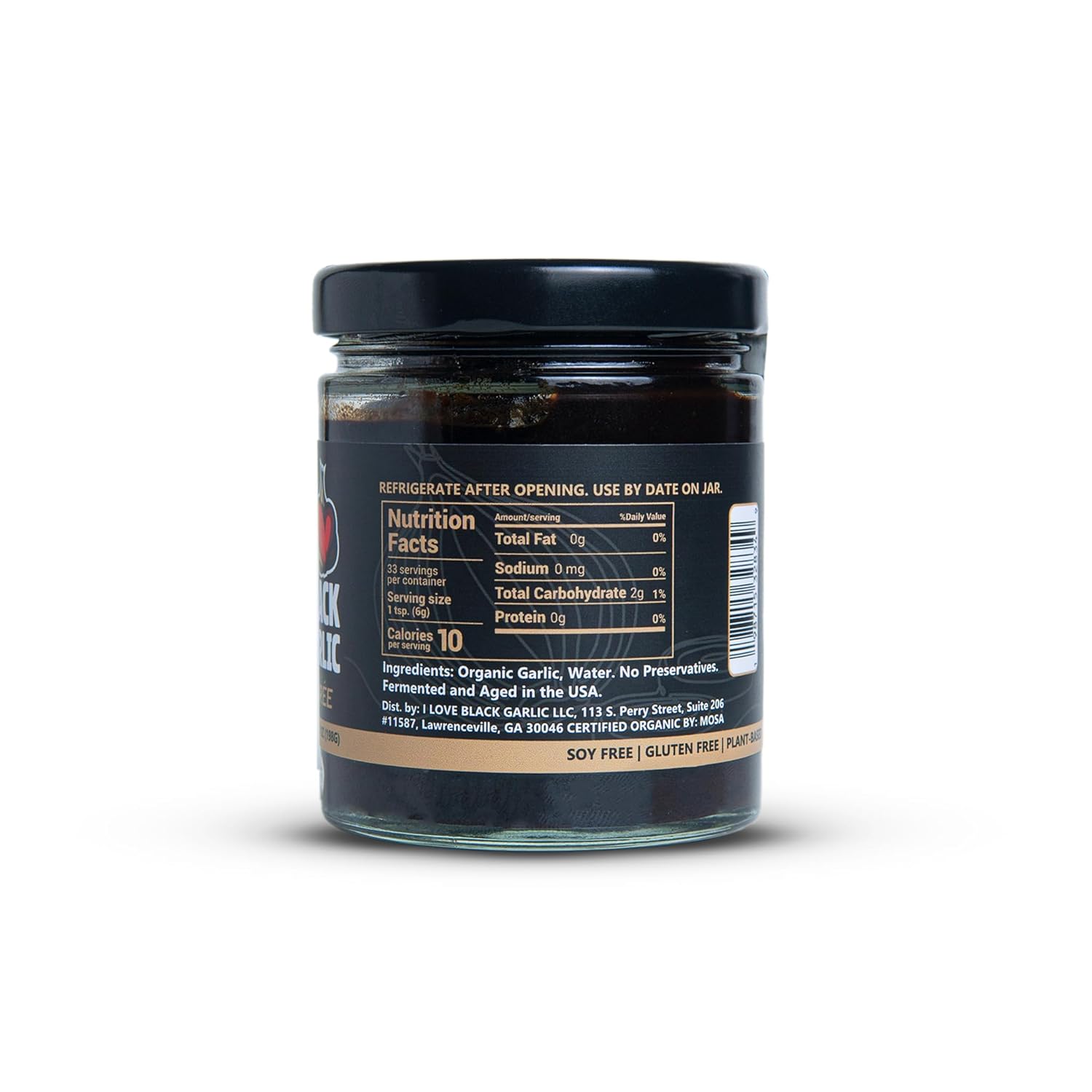 Organic Black Garlic Purée (Paste) in a Glass Jar Ready to Eat Sweet Savory Umami Ingredient for Cooking Made in USA by I Love Black Garlic 7 oz