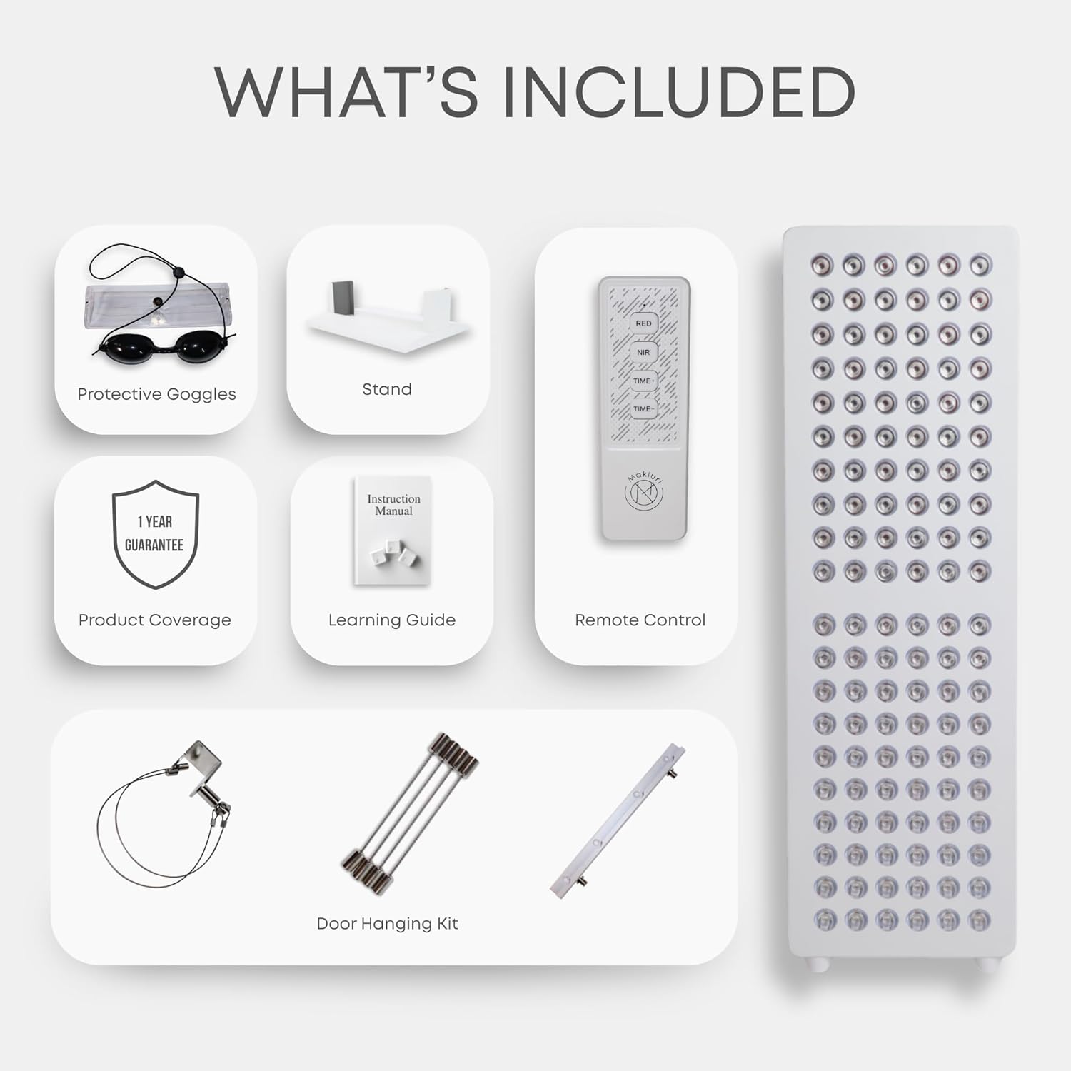Makiuri Red Light Therapy Panel for Face & Body | 630 nm, 660nm, 810nm, 830nm, 850nm | Clinical Grade Red & Near-Infrared LED Light Therapy (5 Wavelengths) | High Irradiance | Venus (120 LED)