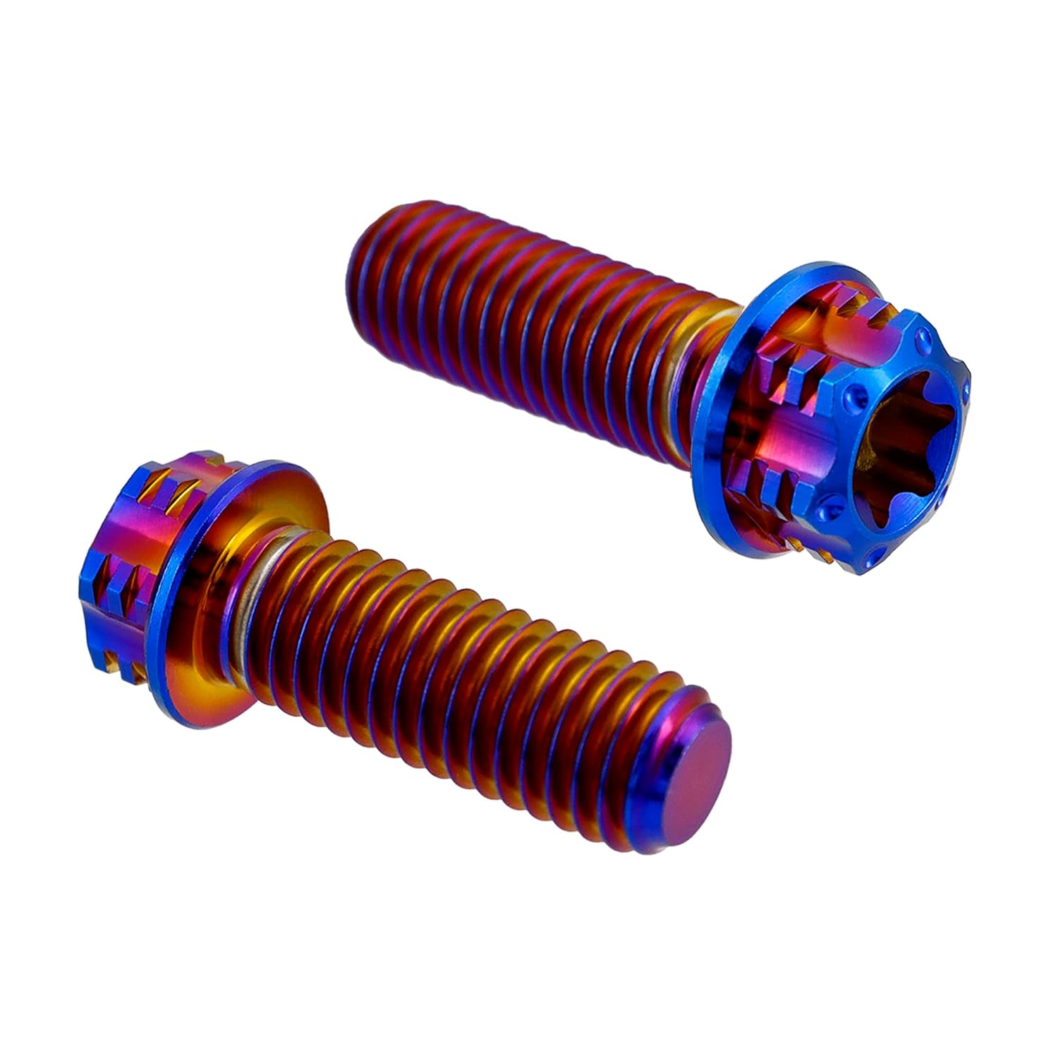 RISON Titanium Bolts M8*1.25 * 20 Torx Titanium Bolts for Motorcycles Hex Head Dual Drive Burnt Blue Titanium Flange Bolt Pack of 5