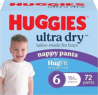 Huggies Ultra Dry Nappy Pants Boys Size 6 (15kg+) 72 Count - Packaging May Vary