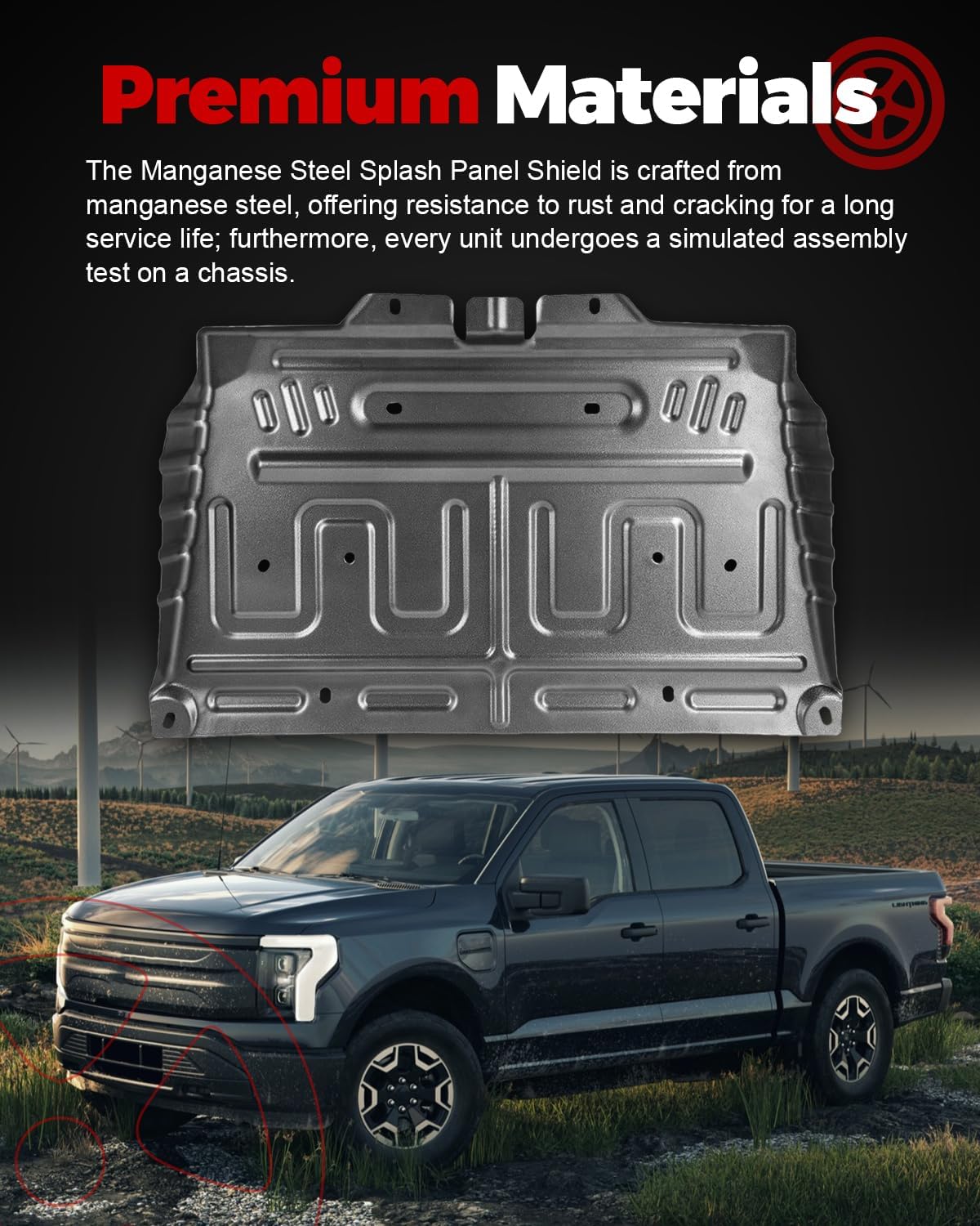 ML3Z-7222-D Engine Splash Shield Manganese Steel Compatible with 2015-2020 F150 Front Engine Splash Shield Under Cover Upgrade