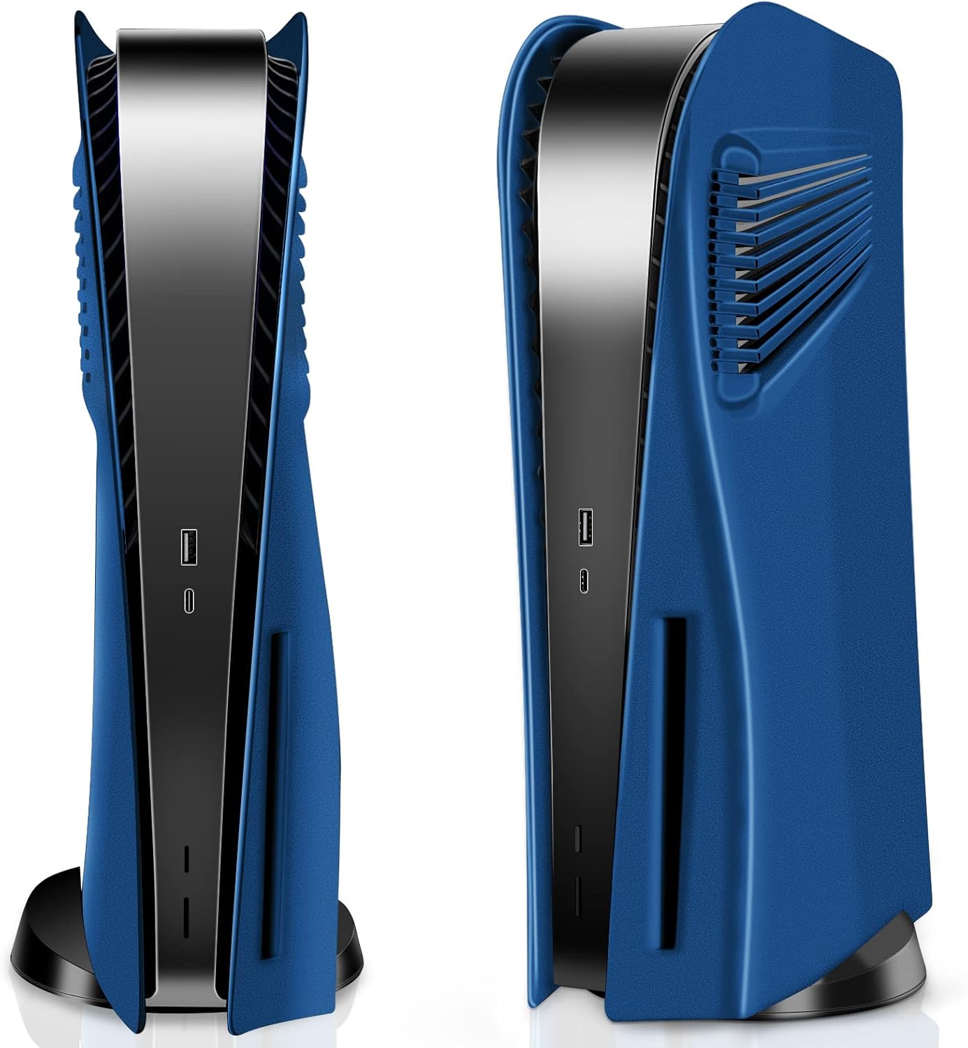 SIKEMAY PS5 Console Cover Plates for Disc Edition, PlayStation 5 Accessories Covers Faceplate Custom Hard Shockproof with Cooling Fan Vents Dust Protective ABS Skins Shell Side Panels - Navy Blue
