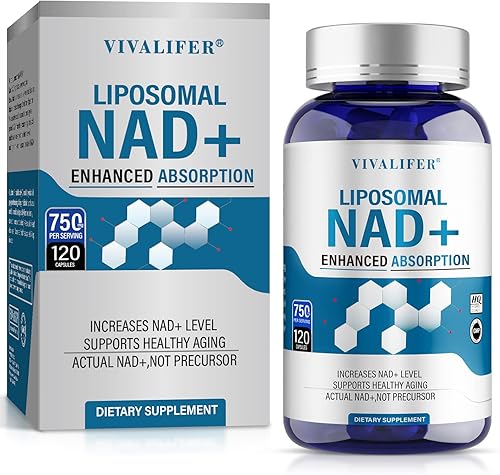 Miniatura 1 de VIVALIFER Suplemento liposomal NAD+, NAD+ 500mg con TMG 250 mg para absorción ultra máxima, promueve el antienvejecimiento, la energía y la