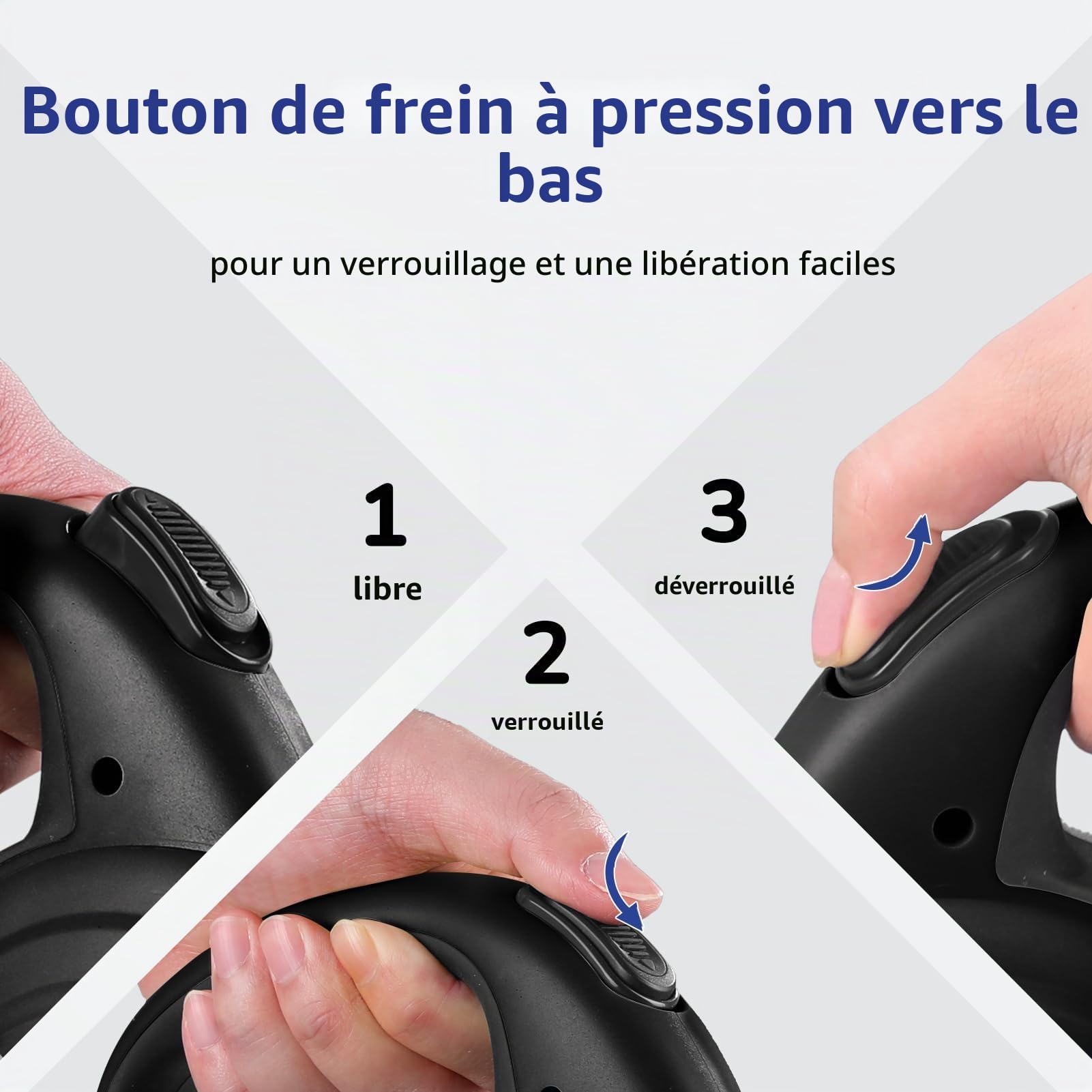 Pecute Laisse Chien Enrouleur 10m, Laisses Rétractables pour Chiens(Jusqu'à 50Kg), avec Un Boutton S'arrêter Bloquer, Ruban en Nylon avec Coutures Réfléchissantes, pour Petit, Moyen et Grand Chiens
