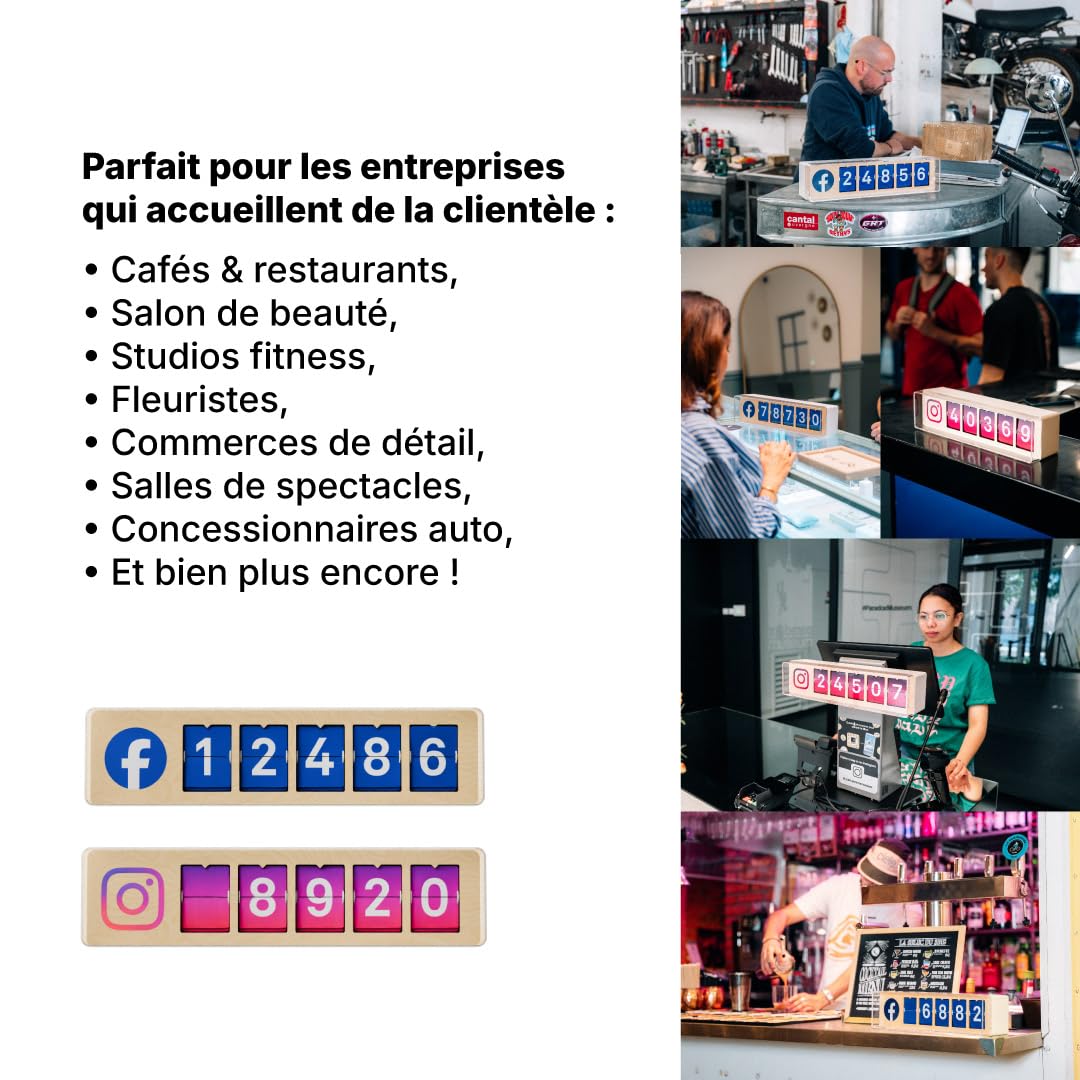 Compteur Abonnés Facebook Temps Réel, Volets Mécaniques, 5 Chiffres | Affichage Facebook à volets mécaniques. Idéal boutiques, cafés, restaurants. Wi-Fi + hotspot, installation en 5 minutes.