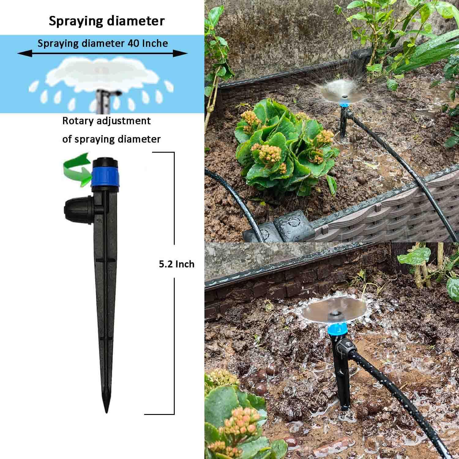 Kit de riego por goteo de 160 pies, sistema de riego automático con temporizador de agua, tubo de 1/2 ID y boquilla de niebla de 1/4 de pulgada para invernadero, jardín, césped, plantas en maceta