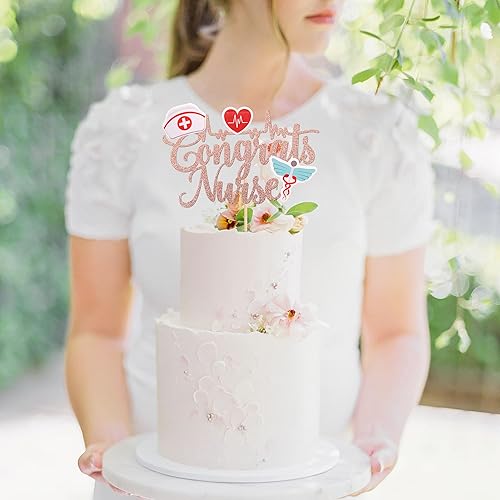 Miniatura 7 de 1 pieza de decoración de pastel de enfermería con purpurina para enfermera 2023, tapa de felicitaciones para pastel de graduación, decoración de