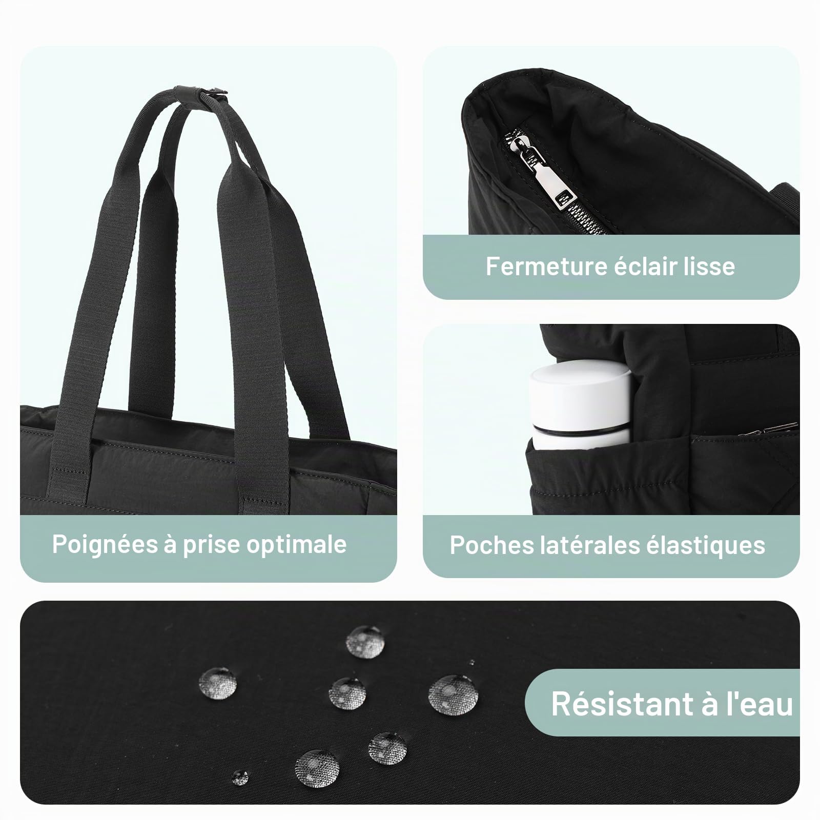 Chase Chic Sac Cabas Femme,Sac a Main Grande Capacité Sac Ordinateur Portable 15,6 Pouces Sac fourre-tout pour Voyage Travail