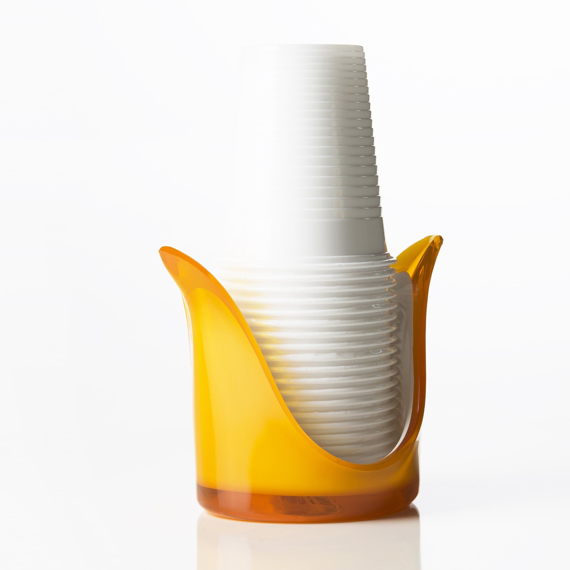 Omada Design Becherhalter in Zweifarbig Acryl für Einmalgebrauch Plastikbecher, Made in Italy, mit Fassungsvermögen von 0,2/0,25 ml. Spülmaschinenfest, Linea Square, Weiße Farbe