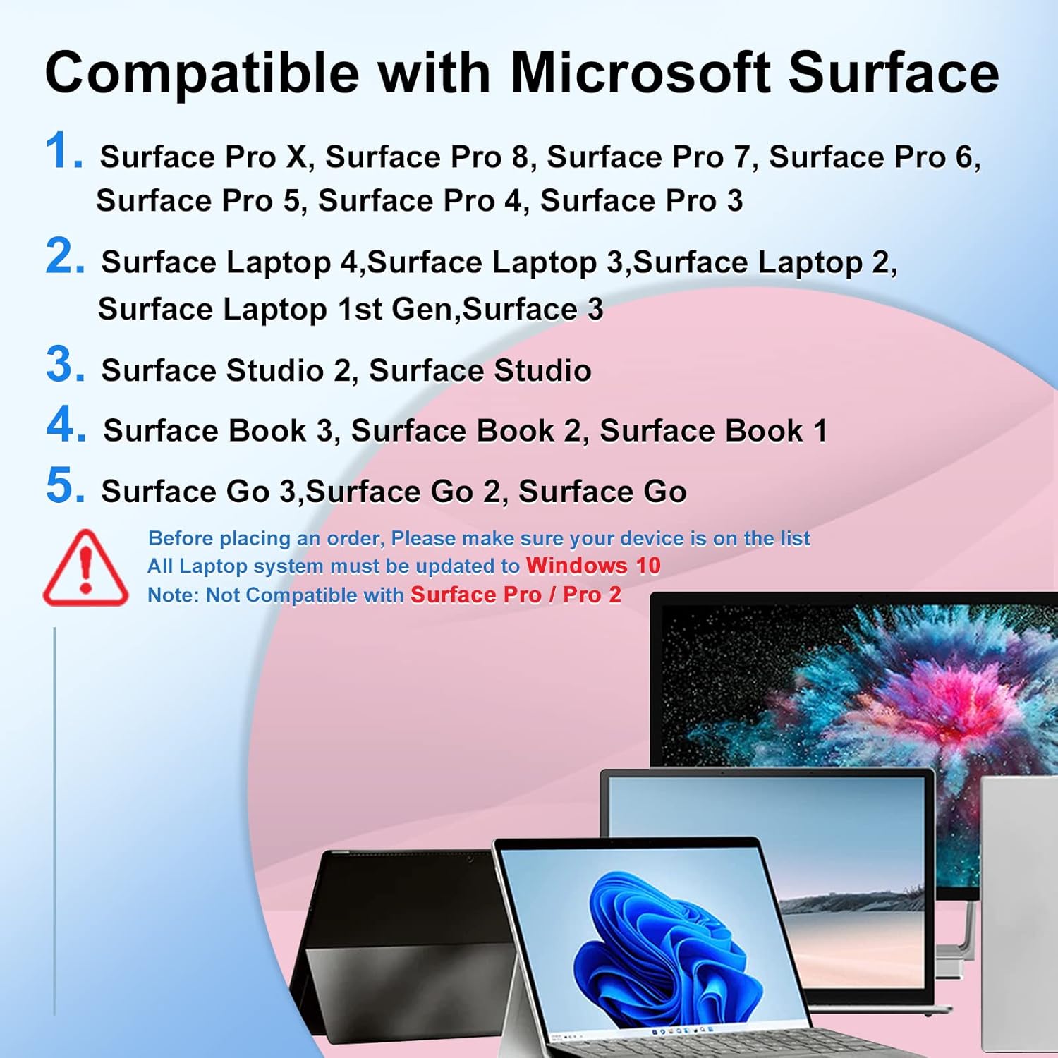 Pen for Surface Pro 8/X/7/6/5/4/3, Surface 3, Go 3/2/1, Laptop 4/3/2/1, Book/Studio, Digital Pen for Microsoft Surface with Magnetic Adsorption, Palm Rejection, 1024 Pressure Sensitivity (Blue)