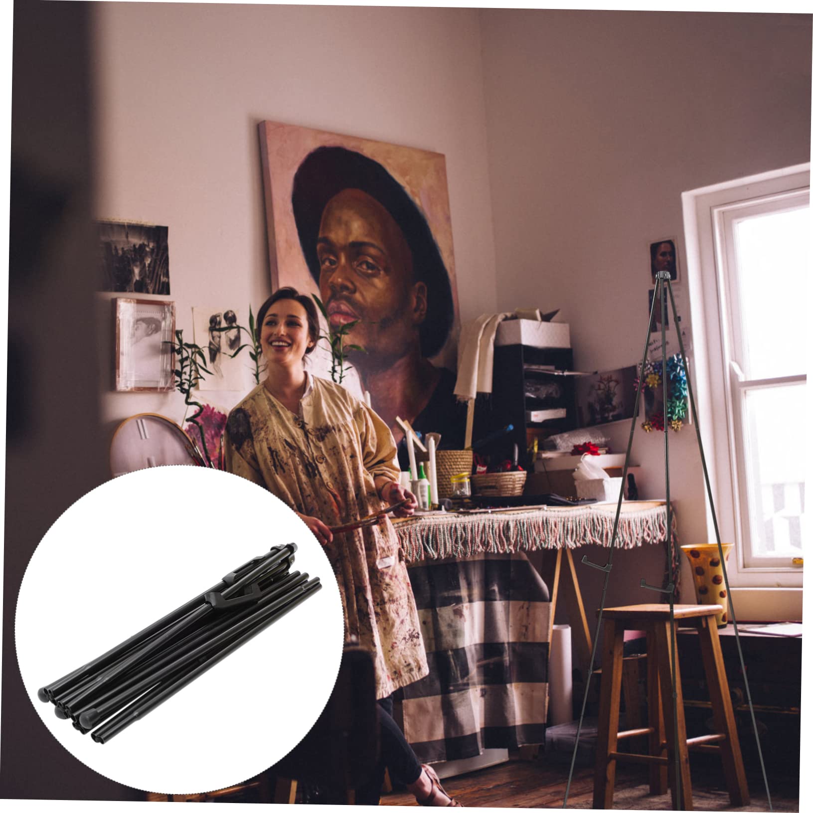 Caballete de Pintura Plegable de Aleación Negro Trípode Ajustable | Diseño, Uso en Presentaciones de Oficina y Pintura al Aire Libre, Estructura Multiusos y Plegable