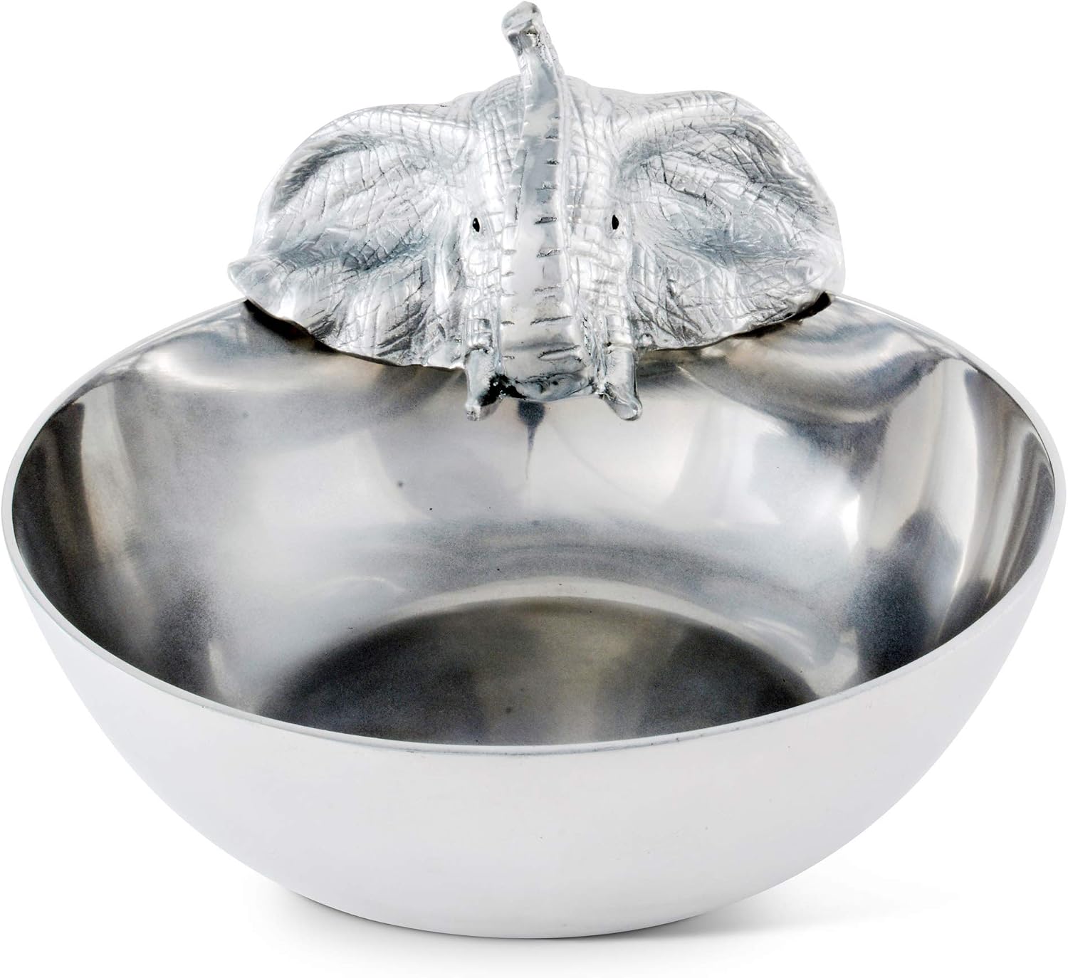 Arthur Court Designs Aluminum Metal Elephant Serving Salad Serving Fruit Bowl 10.5 inch Diameter x 6 inch Tall
