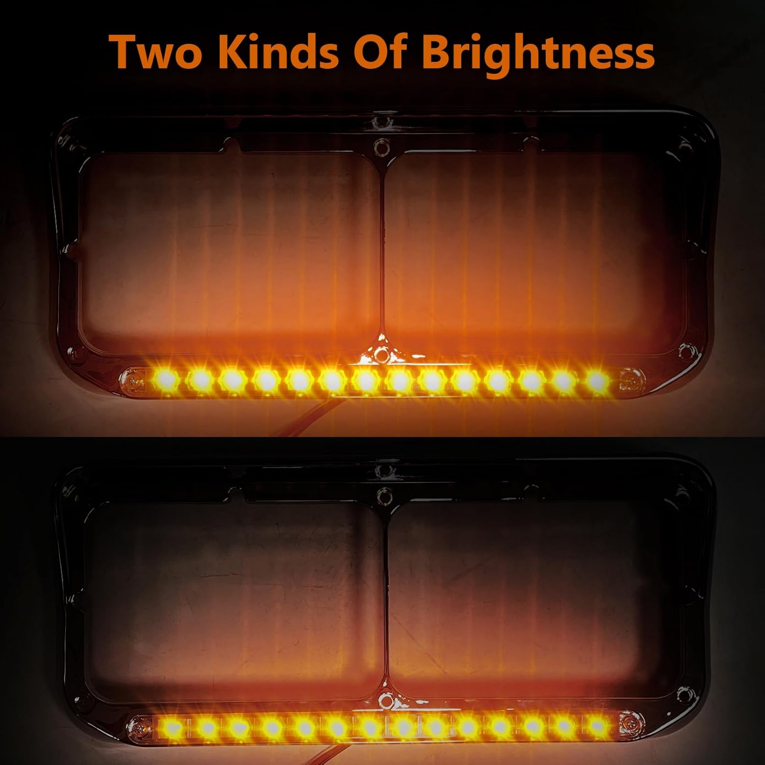 Headlight Bezels Chrome w/Visor 12" LED Light Strip Replacement for 4x6 Lights Kenworth T400 T600 T800 W900B W900L Peterbilt 378 379 Western Star 4900 Freightliner, White Light