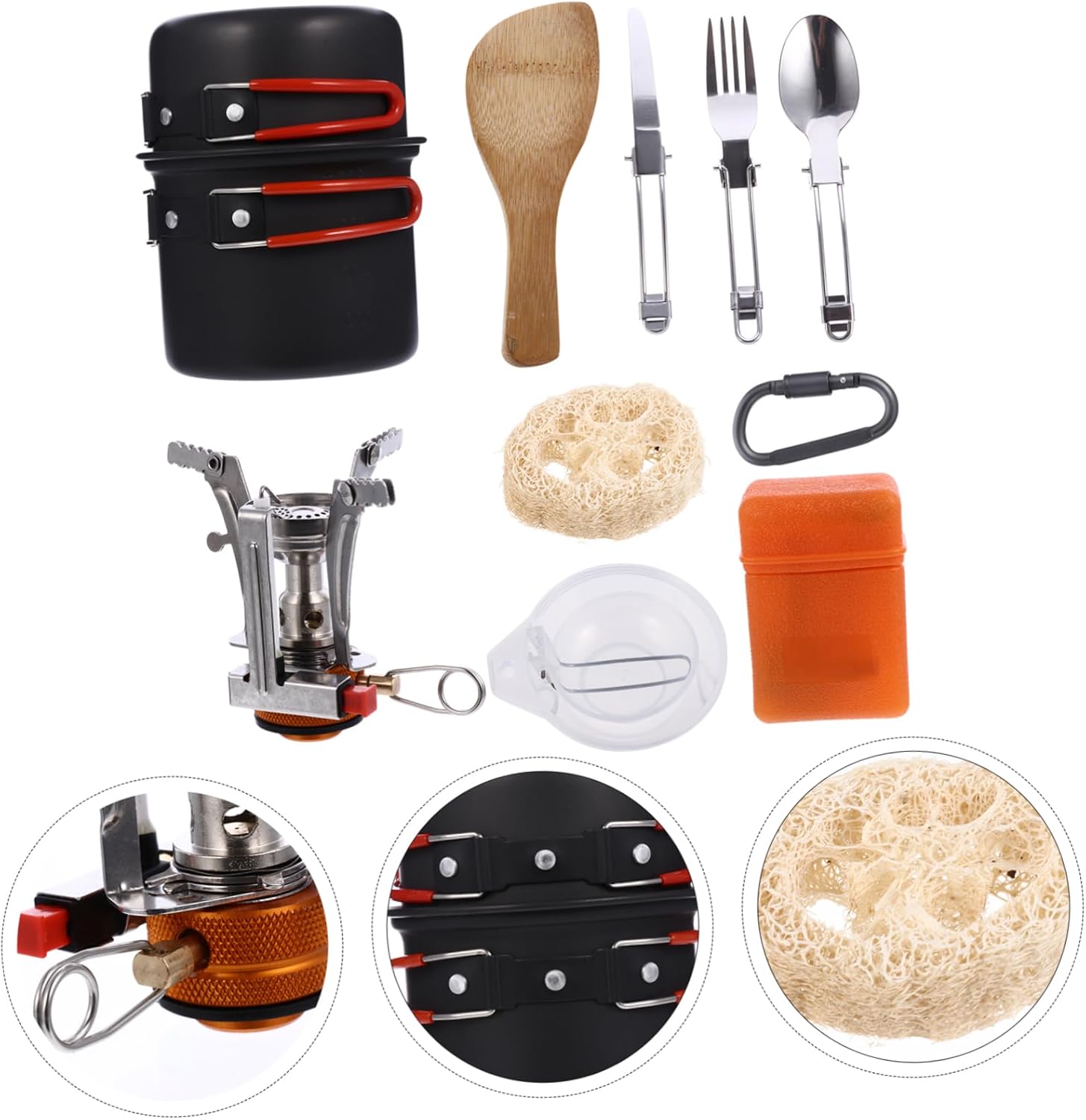 TOYANDONA 1 Set Camping Cooking Kit Portable Utensils for Hiking Picnic Multi Function Outdoor Cookware with Handle Tube Cover for Safe Use