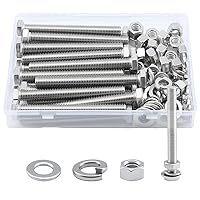 Vista 19 de Tornillo de cabeza hexagonal 1/4-20 x1 (20 unidades), tuercas de bloqueo, kits de arandelas planas y de bloqueo, acero inoxidable 304 18-8