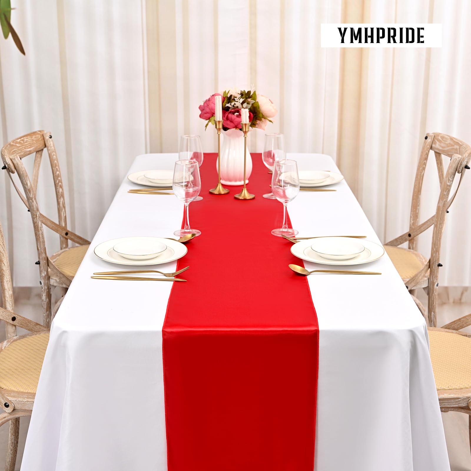 2 Runner Da Tavolo In Raso Rosso Scuro – 12 X 108 Pollici (30x275 Cm), Per Matrimoni, Banchetti E Feste