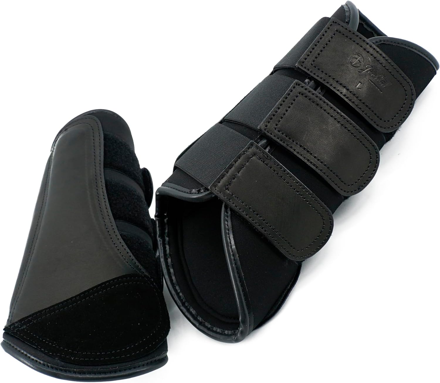 Jeereal Brushing Horse Boots Equine Boots | Protective Gear and Training Equipment | Neoprene,Waterproof Cloth and Genuine Leather Made of (Black, Pony (Small))