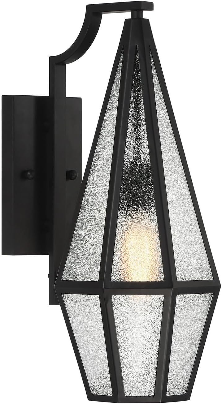 Savoy House 5-709-BK Peninsula Vintage Mission Art Glass Outdoor Wall Lantern Bottom, 1-Light 60 Watt, 18" H x 8" W, Matte Black