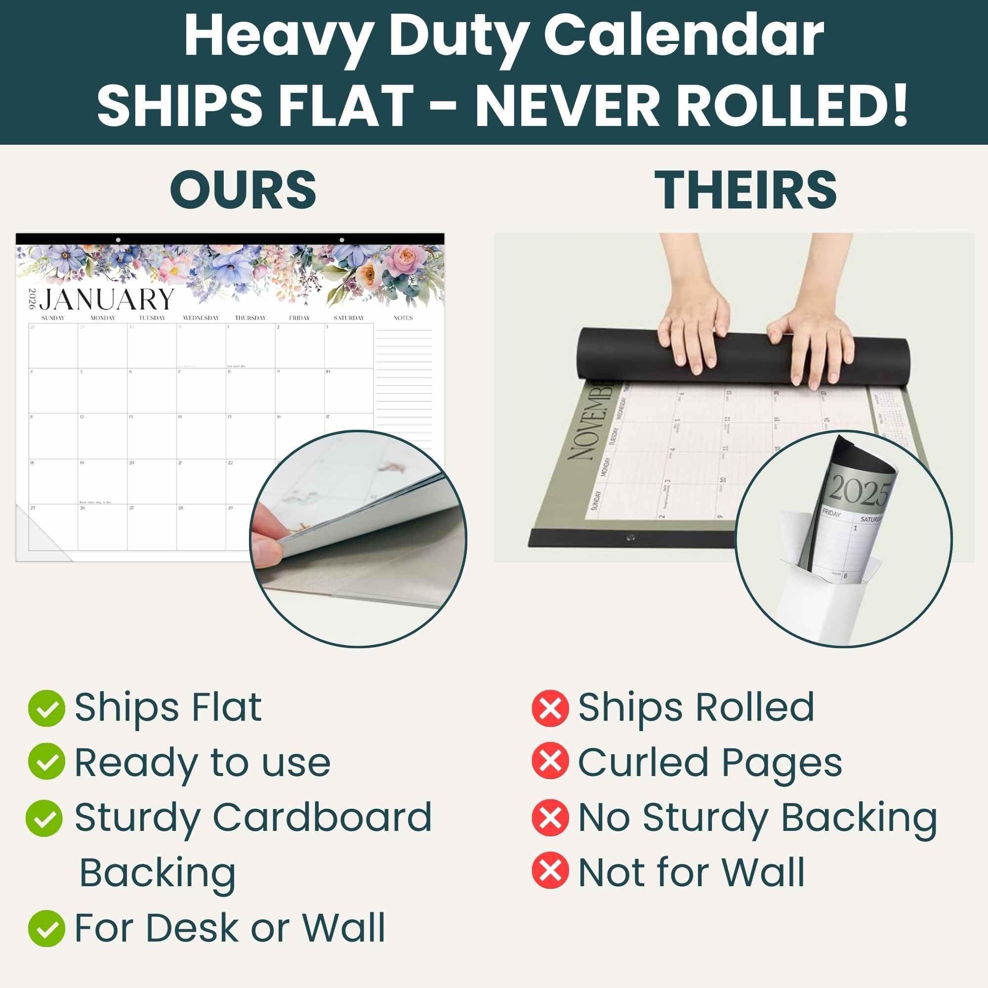 bloom daily planners 2026 Desk Calendar - January to December Large Wall Calendar - 21 x 16 Desktop & Hanging Monthly Planner with Stickers for Home or Office - Seasonal Florals - Image 2