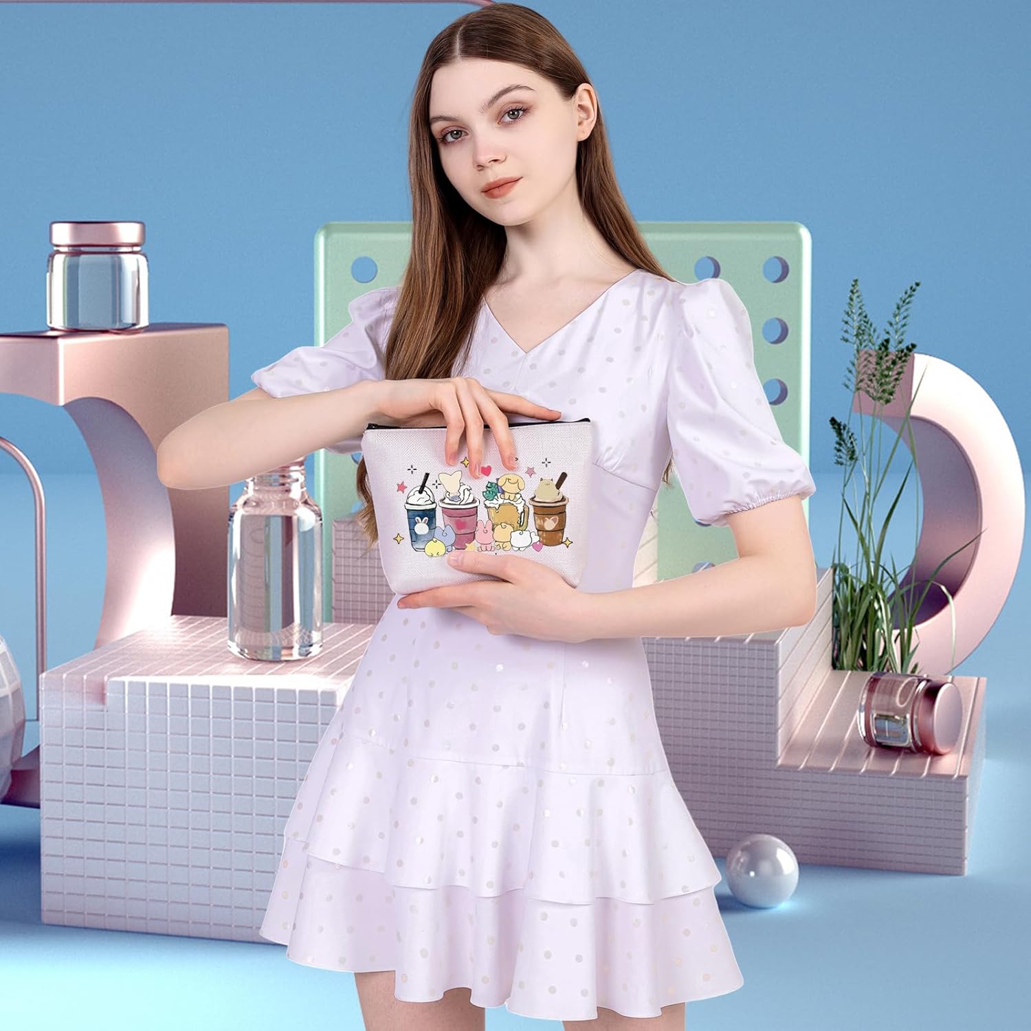 MEIKIUP Korean Group Gift Stay Fandom Makeup Bag Fans Cosmetic Bag Character Cosmetic Bag Korean Music Lover Merchandise(Tea Bag - Image 5