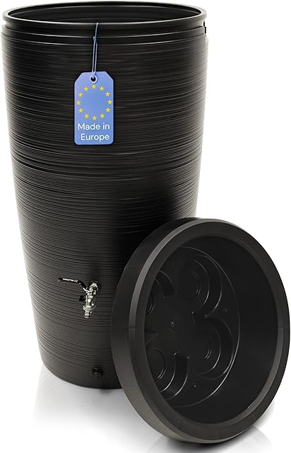 YourCasa YourCasa Regentonne 240 Liter [Aquasplash] Messing Wasserhahn & Deckel - Regenfass Frostsicher aus Kunststoff - Rege — Regenfässer