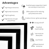 Vista 3 de Hoja de plástico copolímero de Delrin/acetal negro BuyPlastic de 1/4" de grosor, tamaño 6" x 6"; Dimensiones reales - 5.75 x 5.75 pulgadas