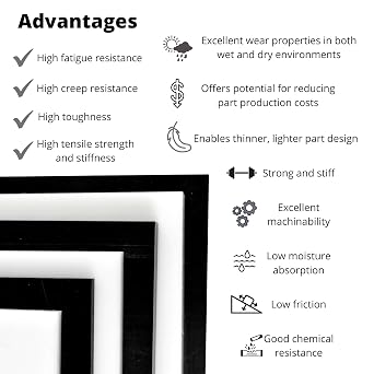 BuyPlastic Black Delrin/Acetal Copolymer Plastic Sheet 1 Thick, Size 6 x 6 ; Actual Dimensions - 5.75 in x 5.75 in