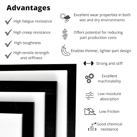 BuyPlastic Black Delrin/Acetal Copolymer Plastic Sheet 1 Thick, Size 6 x 6 ; Actual Dimensions - 5.75 in x 5.75 in