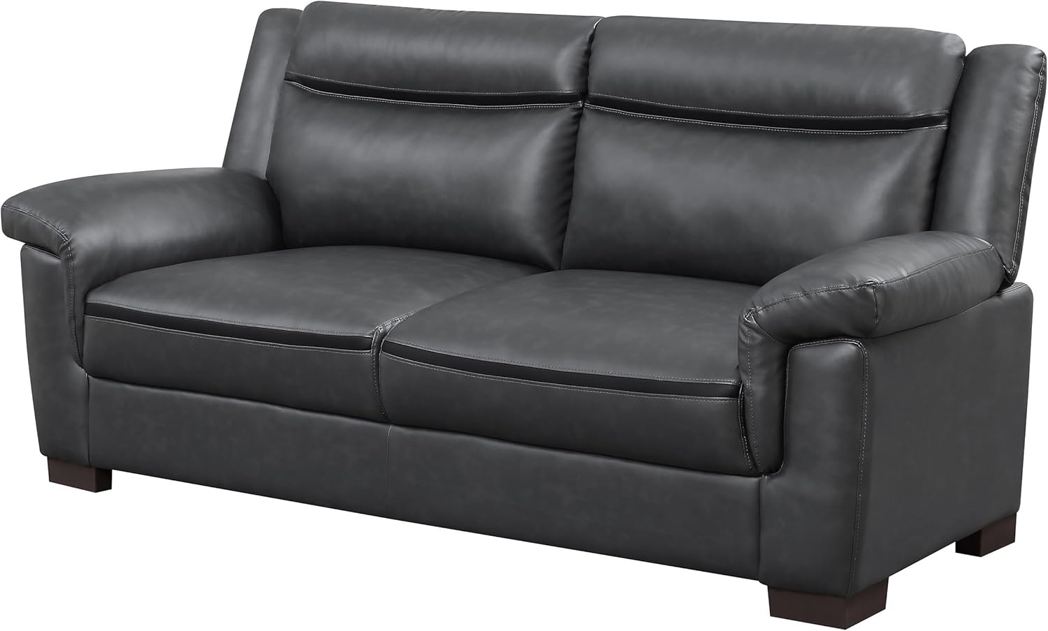 Gray Faux Leather Pillow Top Upholstered Sofa