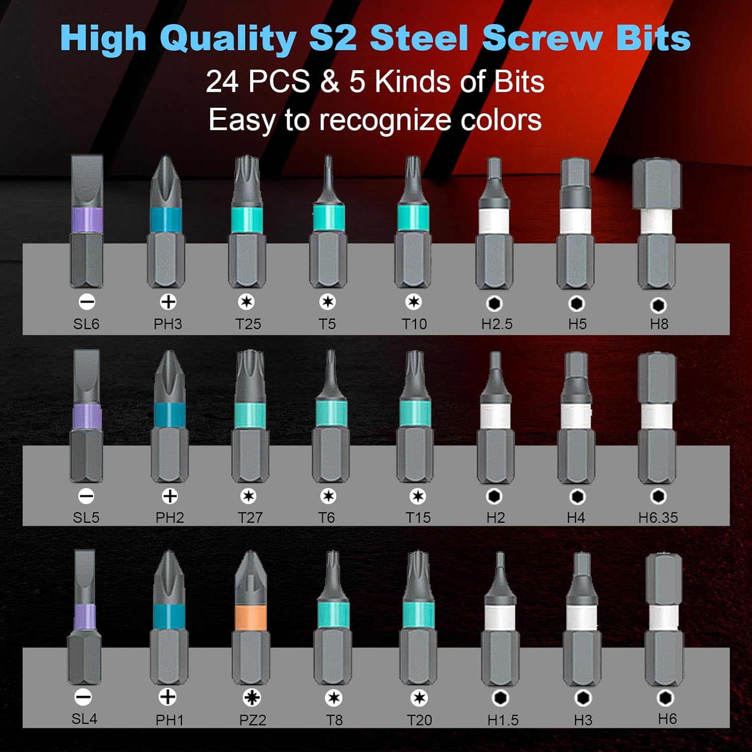 24 In 1 Magnetic Screwdriver Set, DIY Ratchet Screwdriver Set for Furniture Computer