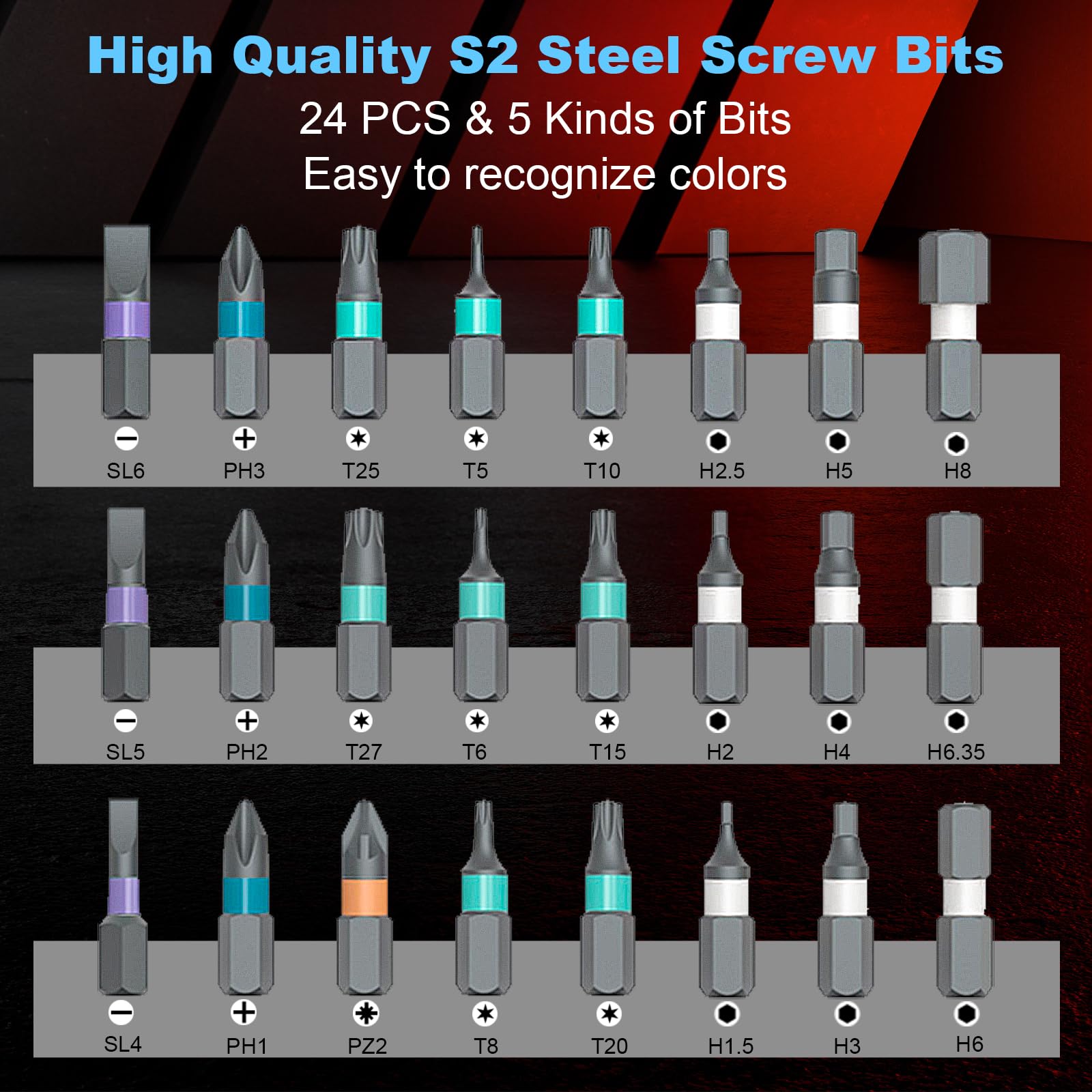 Set di cacciaviti magnetici 24 in 1, set di cacciaviti a cricchetto fai da te per computer mobili, nero