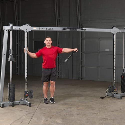 Miniatura 2 de Body-Solid (GDCC250 Máquina de ejercicios cruzados de cables para el hogar y gimnasio comercial ligero, centro de entrenamiento funcional con pilas