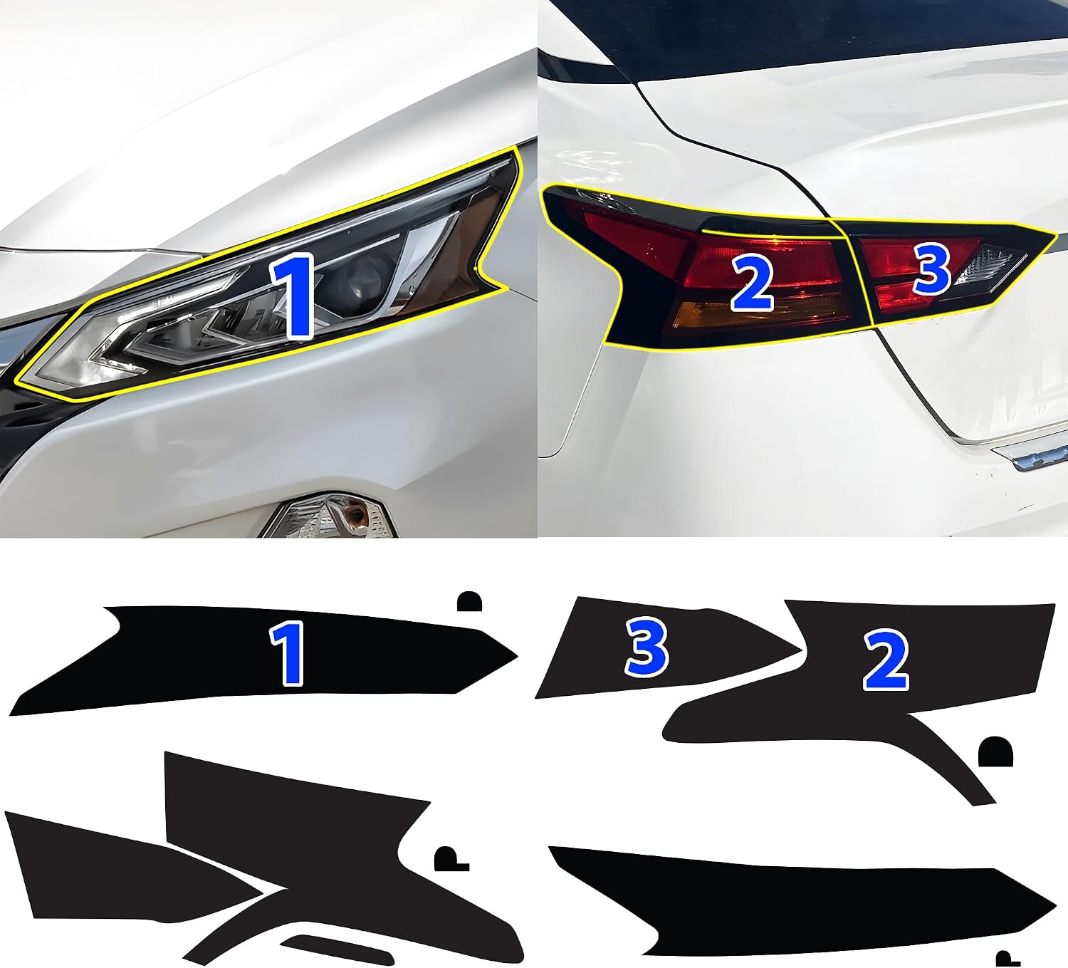 BOGAR TECH DESIGNS Full Headlight Taillight Tint Kit Compatible with Nissan Altima 2019-2025, Dark Smoke