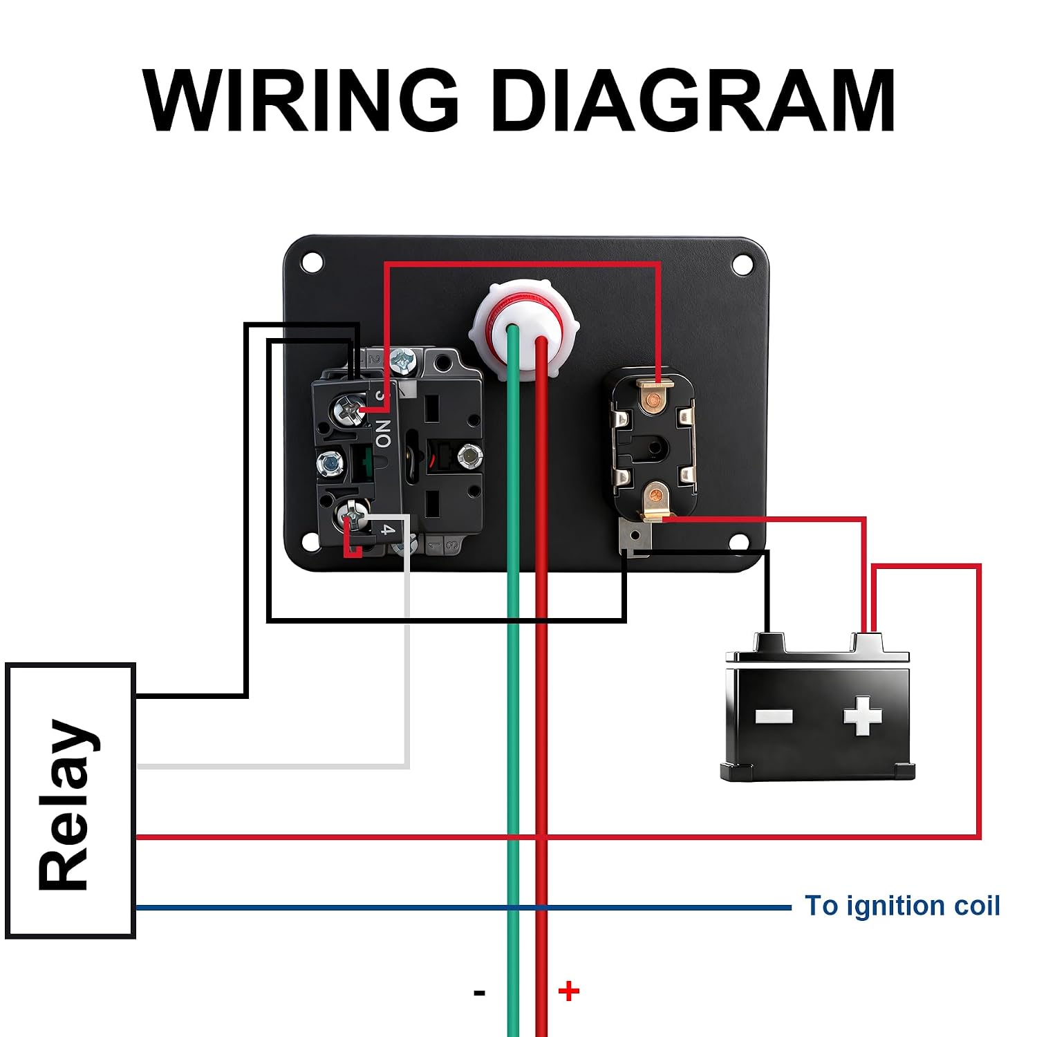 12V Ignition Switch Panel, 2 in 1 with Engine Push Button Toggle Switches, with LED Light 12AWG Relay Kit for RV Truck Racing Car Boat Marine Trailer