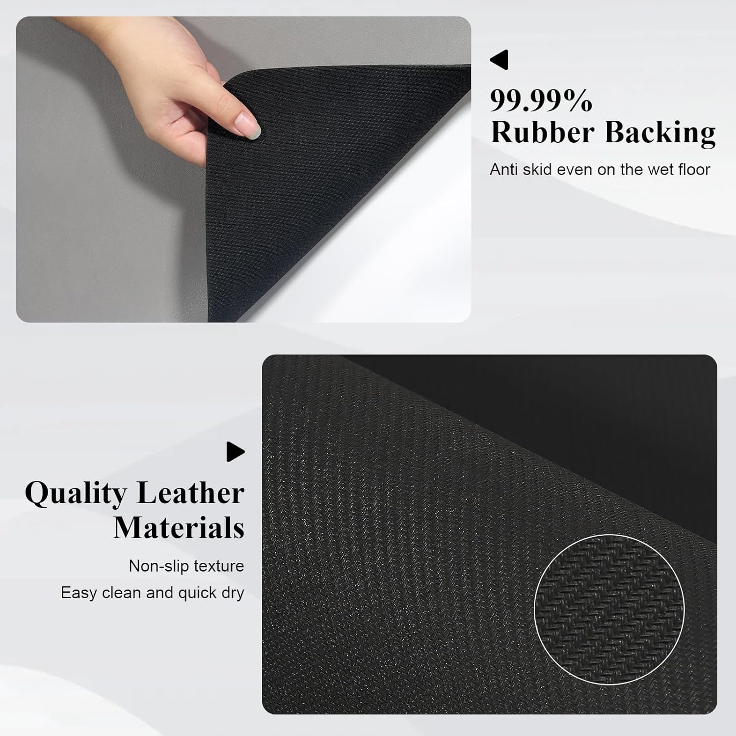 Dish Drying Mat for Kitchen Counter, Rubber Backing Draining Mat ,Hide Stain Anti Absorbent for Kitchen Counter, Kitchen Accessories ,Drying Mat for Coffee Machine Dish Rack (Grey, 16"×12")