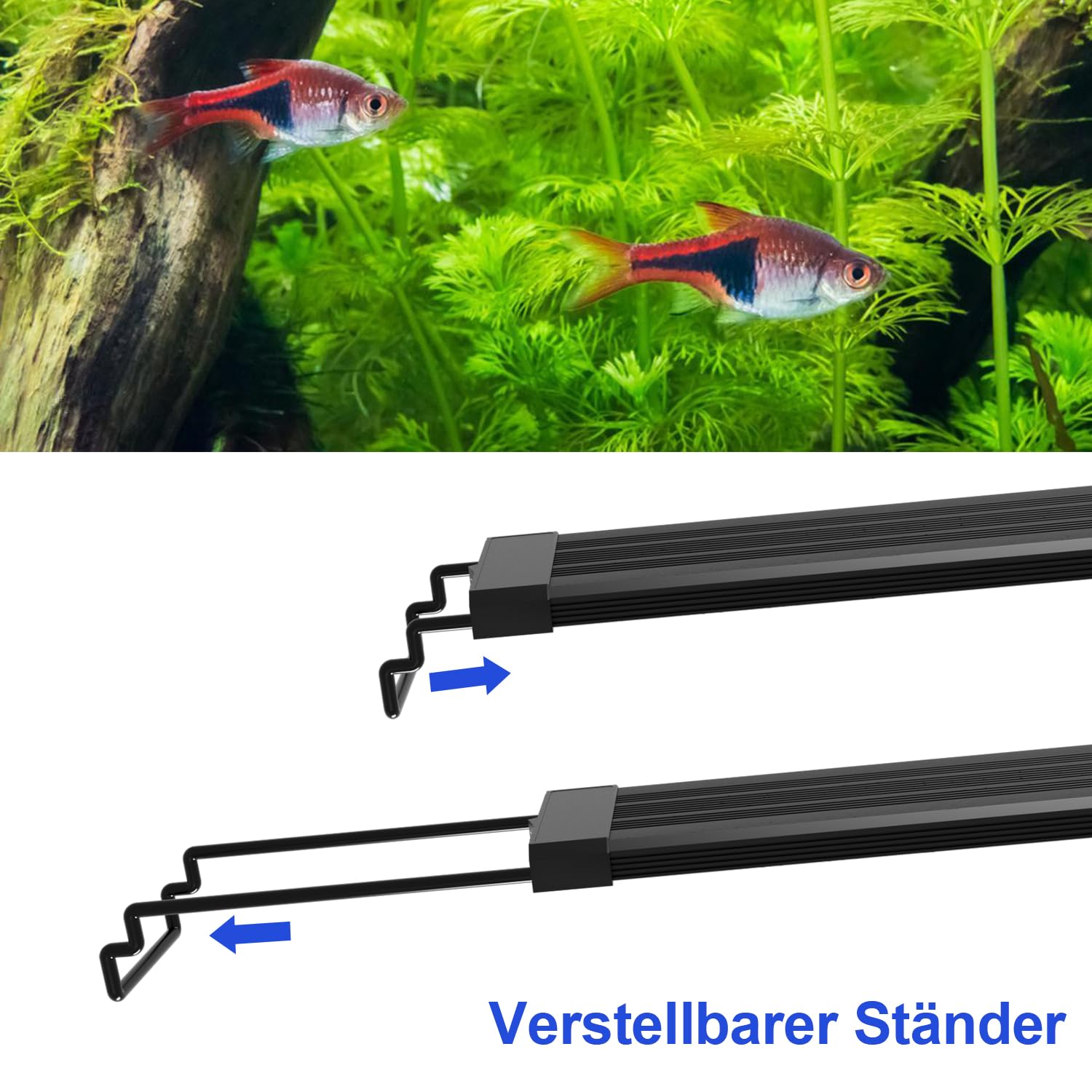 éclairage LED pour aquarium 45W, éclairage d'aquarium en mode 24/7, 5 modes DIY, luminosité réglable, gradation en 10 étapes, pour aquariums d'eau douce de 120-150 cm