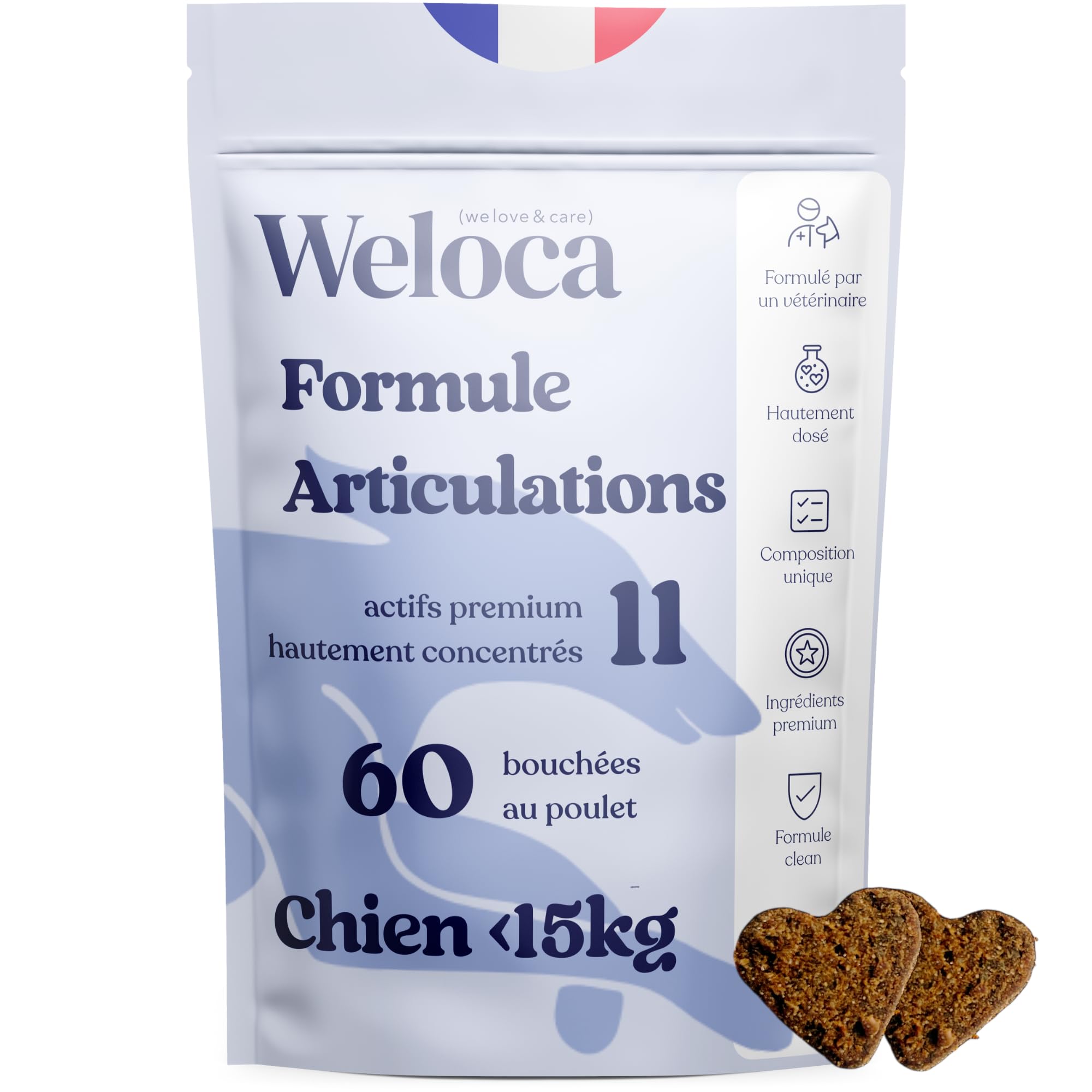 Arthrose Chien - 60 bouchées - 11 Actifs puissants (Glucosamine Chondroïtine, MSM, Moule Verte, harpagophytum) - Anti inflammatoire - Complement Alimentaire Chien - Nouveau Format