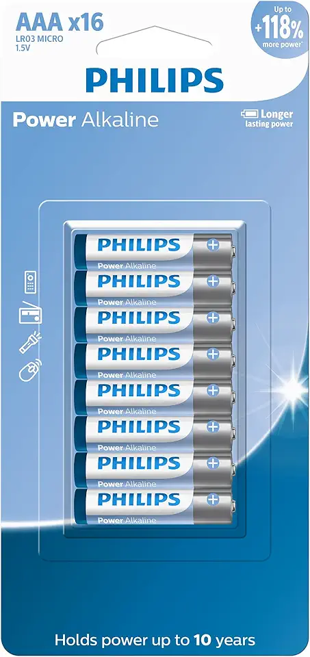 Pilha Philips alcalina AAA 1.5V com 16 unidades LR03P16B/59