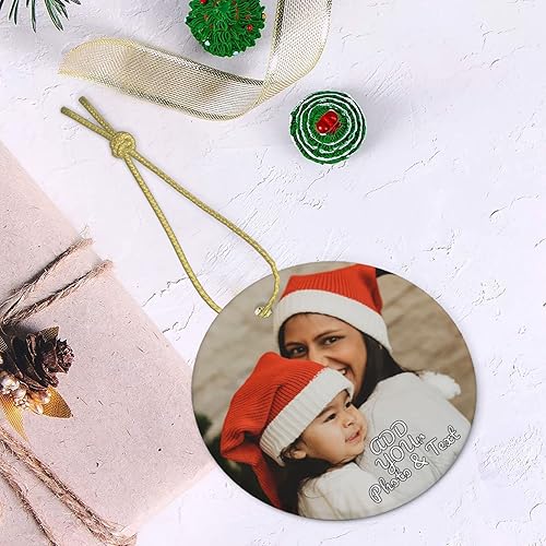 Miniatura 10 de Adornos de Navidad personalizados en forma de corazón 2022, adorno personalizado para foto de árbol de Navidad de cerámica, foto de boda, foto de