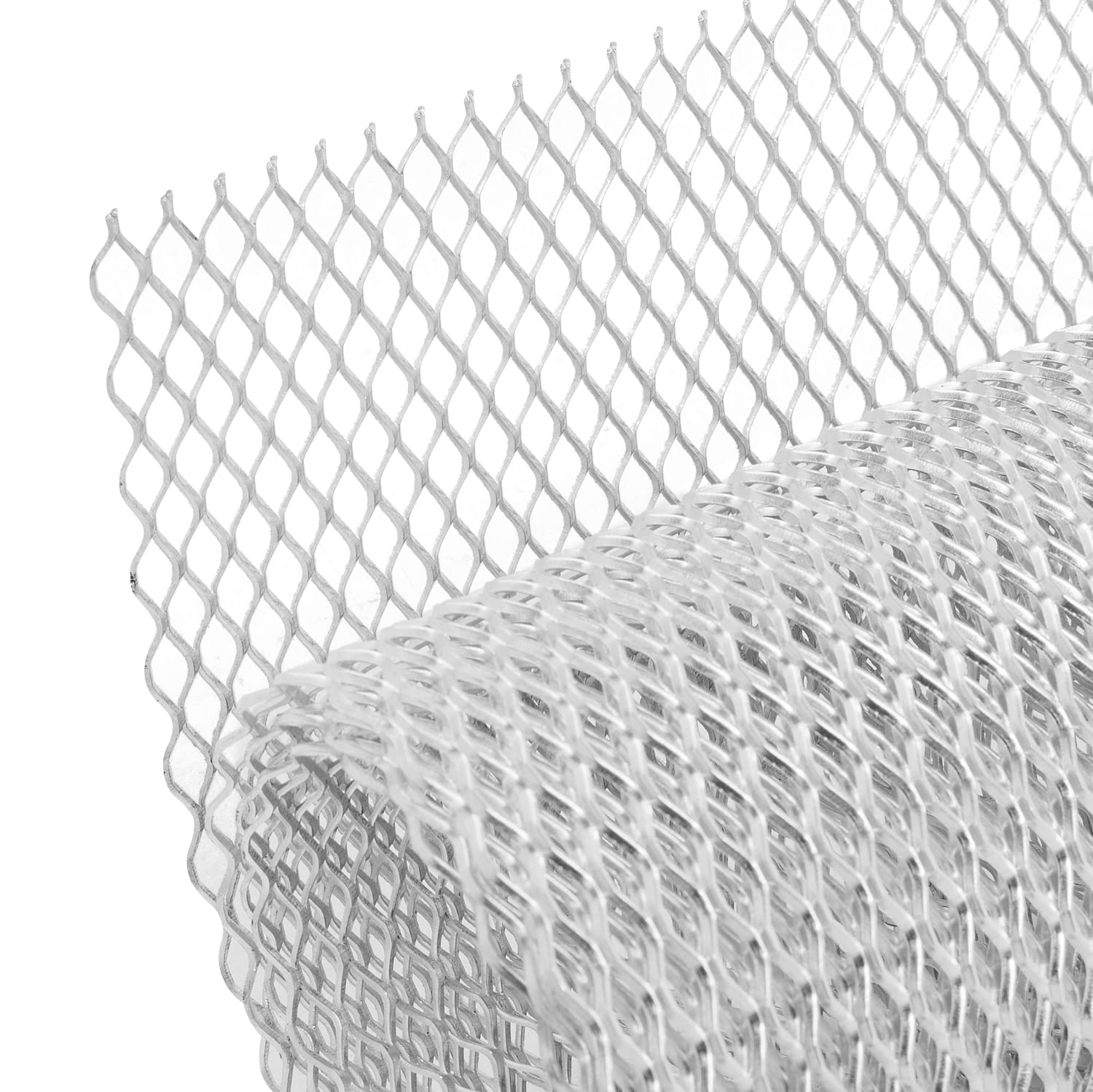 AggAuto 47x16 inches Car Pickup Truck Grill Mesh 6x12mm Rhombic Hole Silver