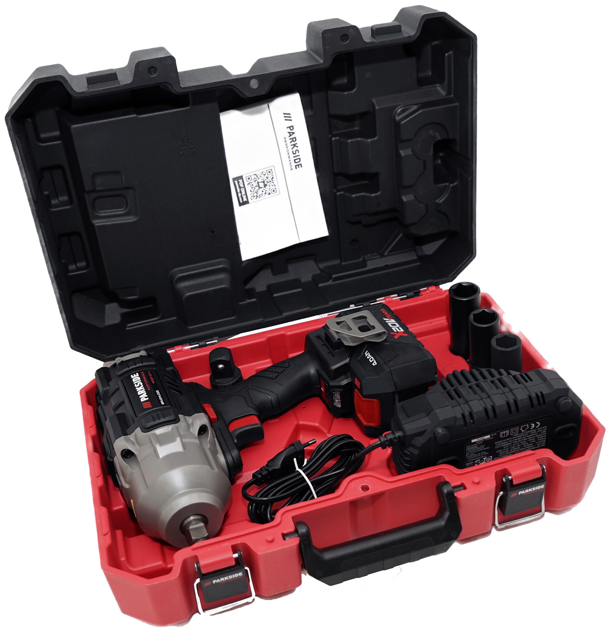 HEADNMORE PARKSIDE PERFORMANCE 20 V 1356 Nm 1/2" Atornillador de impacto con batería de 4 Ah y cargador – X 20 V Team (calcetines de trabajo)